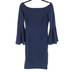 Keepsake womens small Harmony navy blue off shoulder neckline bell sleeves